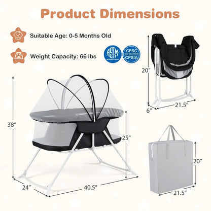 2 In 1 Baby Bassinet Rocking Motion Sleeper
