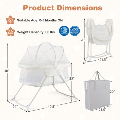 2 In 1 Baby Bassinet Rocking Motion Sleeper
