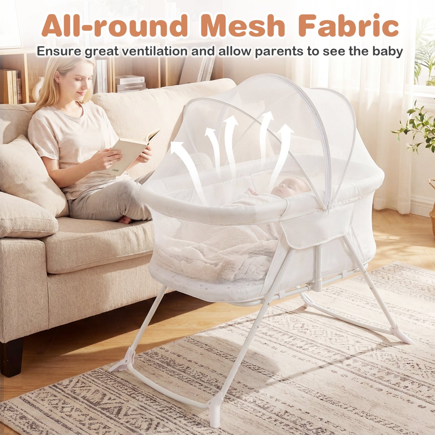 2 In 1 Baby Bassinet Rocking Motion Sleeper