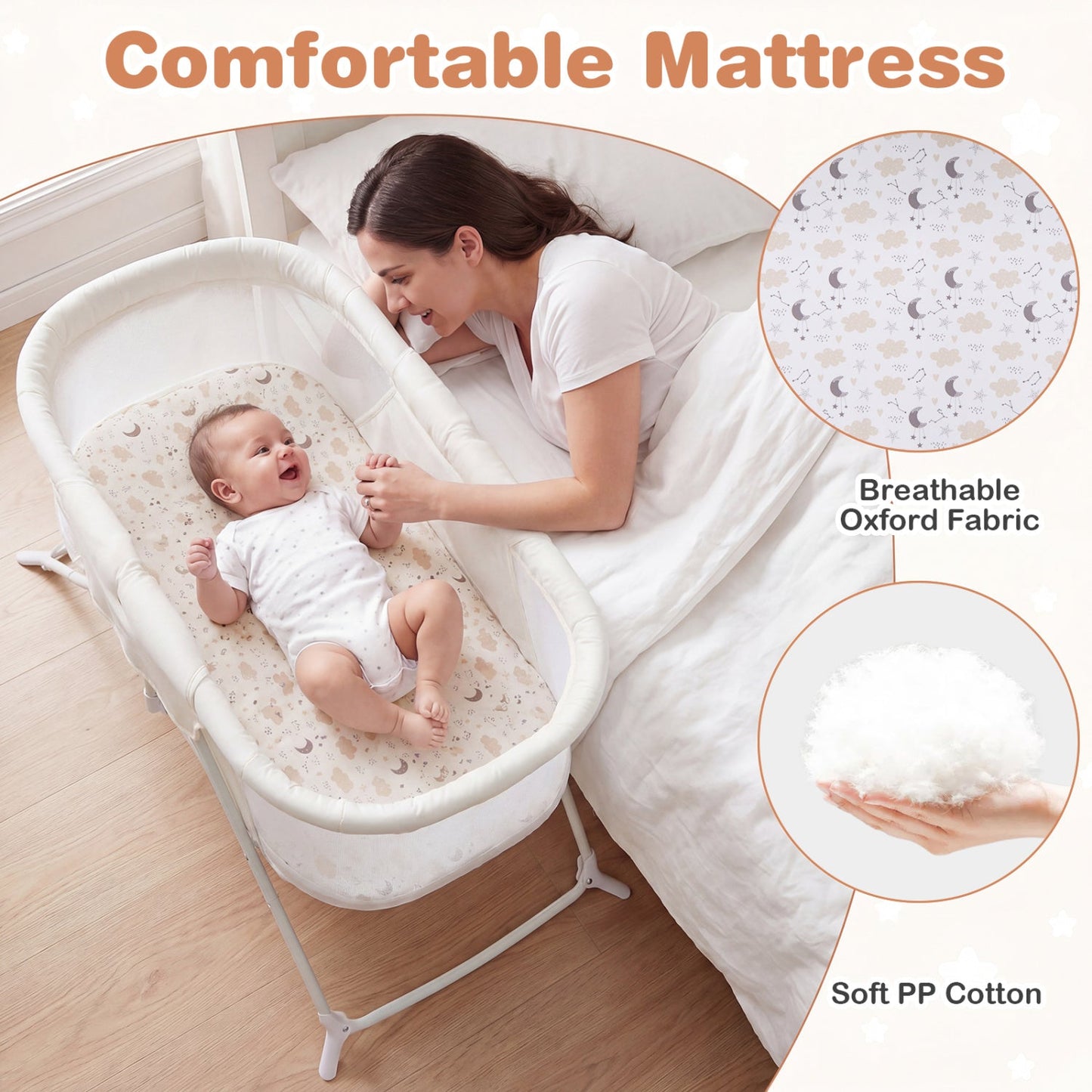 2 In 1 Baby Bassinet Rocking Motion Sleeper