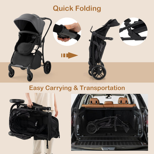 2-in-1 Baby Stroller with Bassinet Mode and Reversible Seat - Tampa Home & Garden Store