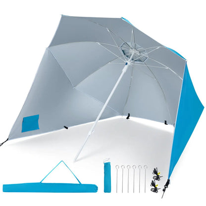 Beach Shelter Umbrella With Side Panels UPF Fifty