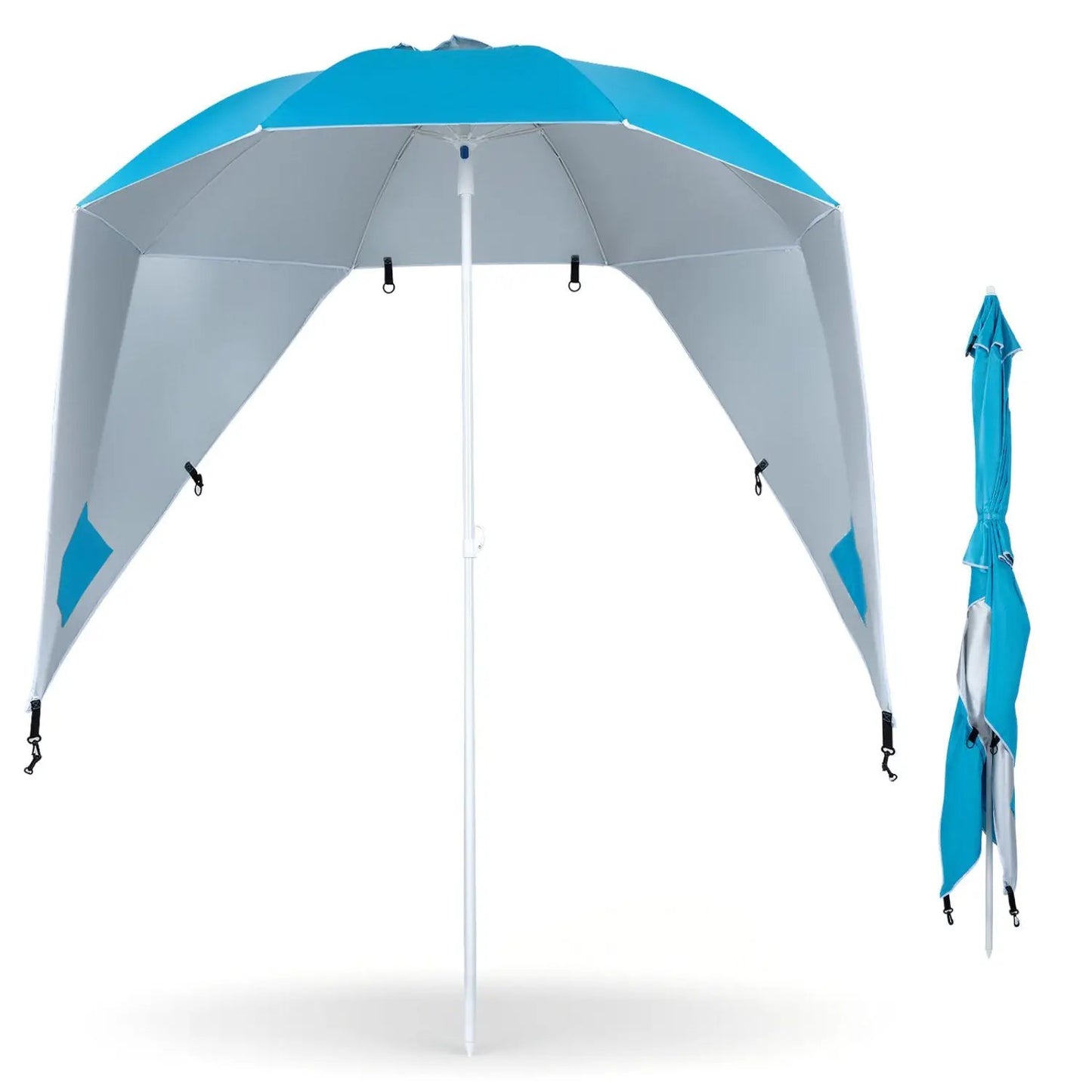 Beach Shelter Umbrella With Side Panels UPF Fifty