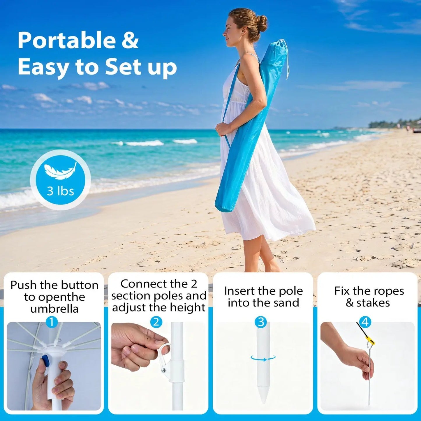 Beach Shelter Umbrella With Side Panels UPF Fifty