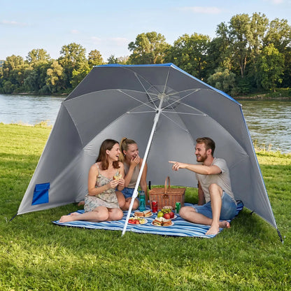 Beach Shelter Umbrella With Side Panels UPF Fifty
