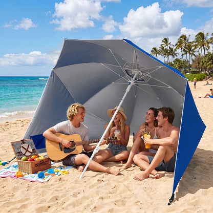 Beach Shelter Umbrella With Side Panels UPF Fifty