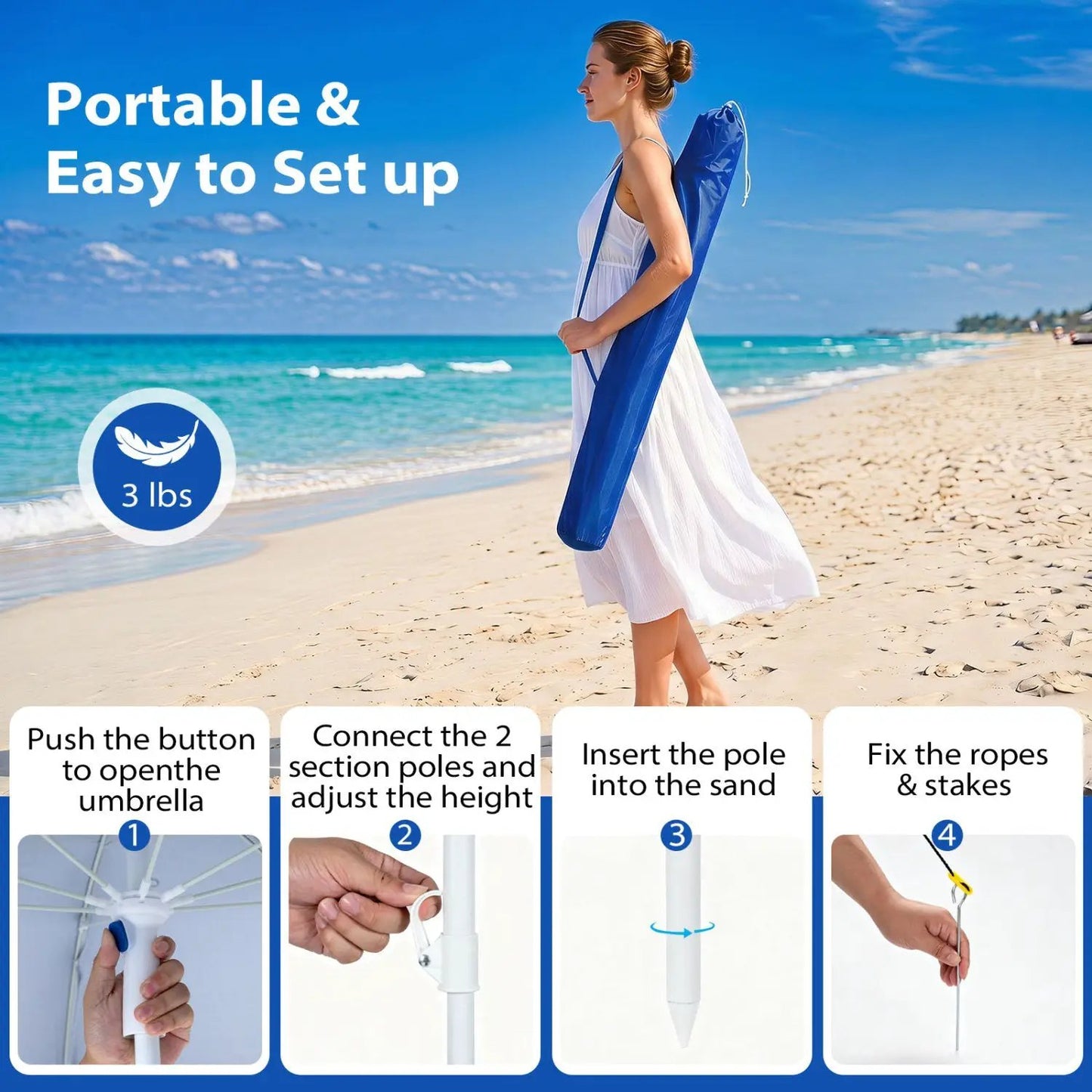 Beach Shelter Umbrella With Side Panels UPF Fifty
