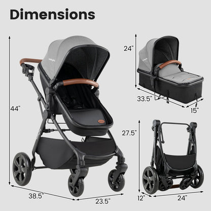 2-in-1 Convertible Baby Stroller with Car Seat Adapters, DirectDeals, gray fabric on Tampa Home & Garden Store