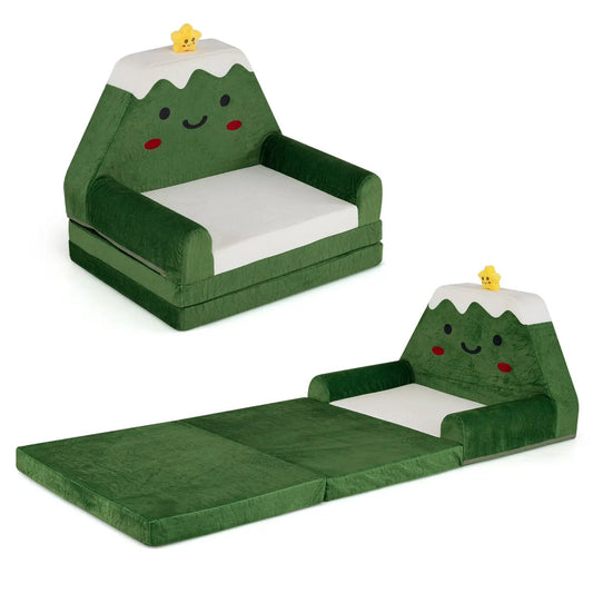 2-in-1 Convertible Kids Sofa to Lounger with Christmas Pattern green with white snowcap DirectDeals play sofa on Tampa Home & Garden Store