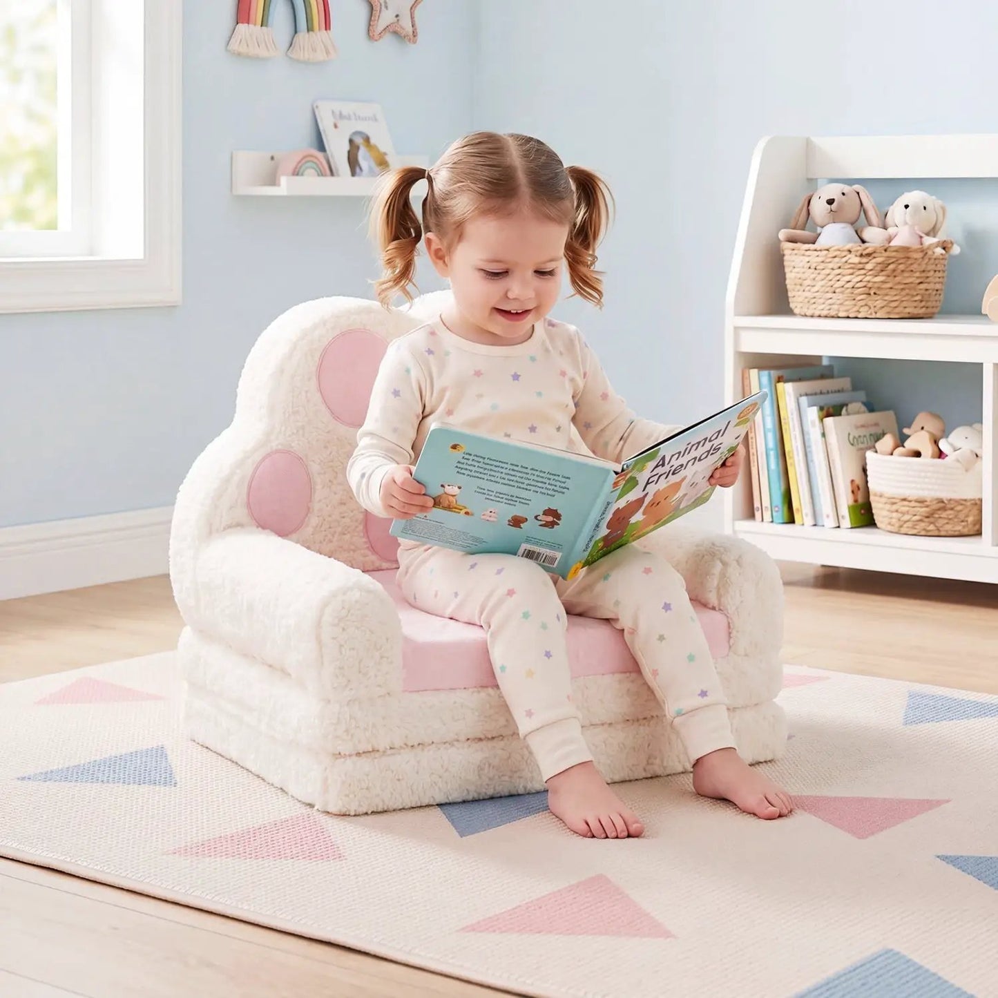 2-in-1 Convertible Kids Sofa Lounger with Cover