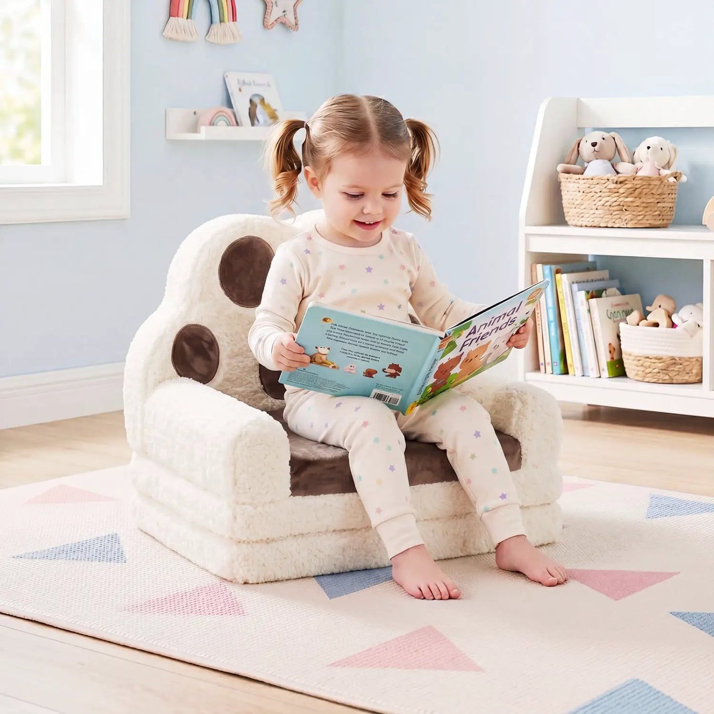 2-in-1 Convertible Kids Sofa Lounger with Cover