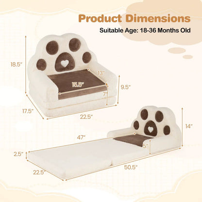 2-in-1 Convertible Kids Sofa Lounger with Cover