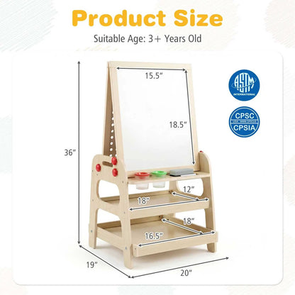 2-in-1 Kids Art Easel with Magnetic Whiteboard