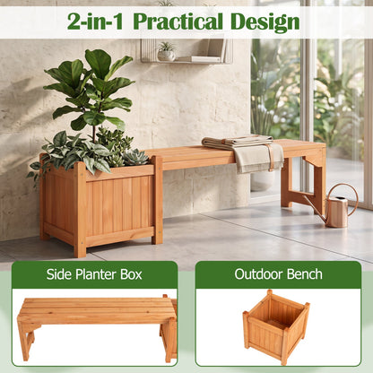 Outdoor Garden Bench with raised planter box in fir wood by DirectDeals on Tampa Home & Garden Store