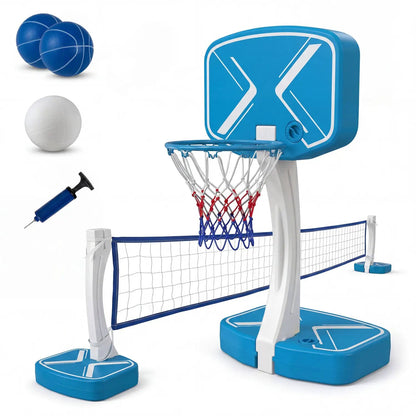 2-in-1 Pool Basketball Hoop and Volleyball Net