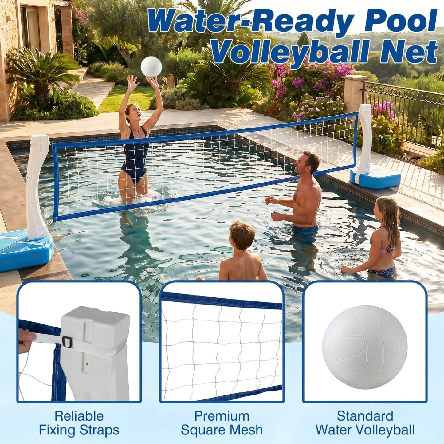 2-in-1 Pool Basketball Hoop and Volleyball Net