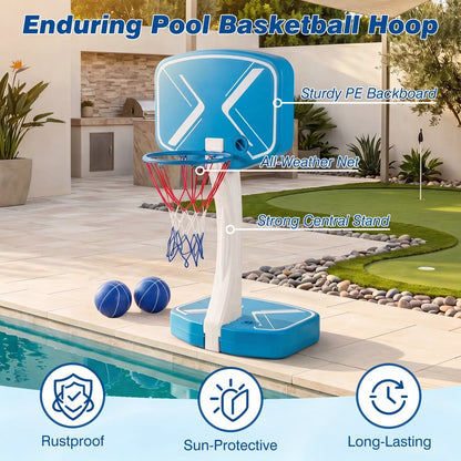 2-in-1 Pool Basketball Hoop and Volleyball Net