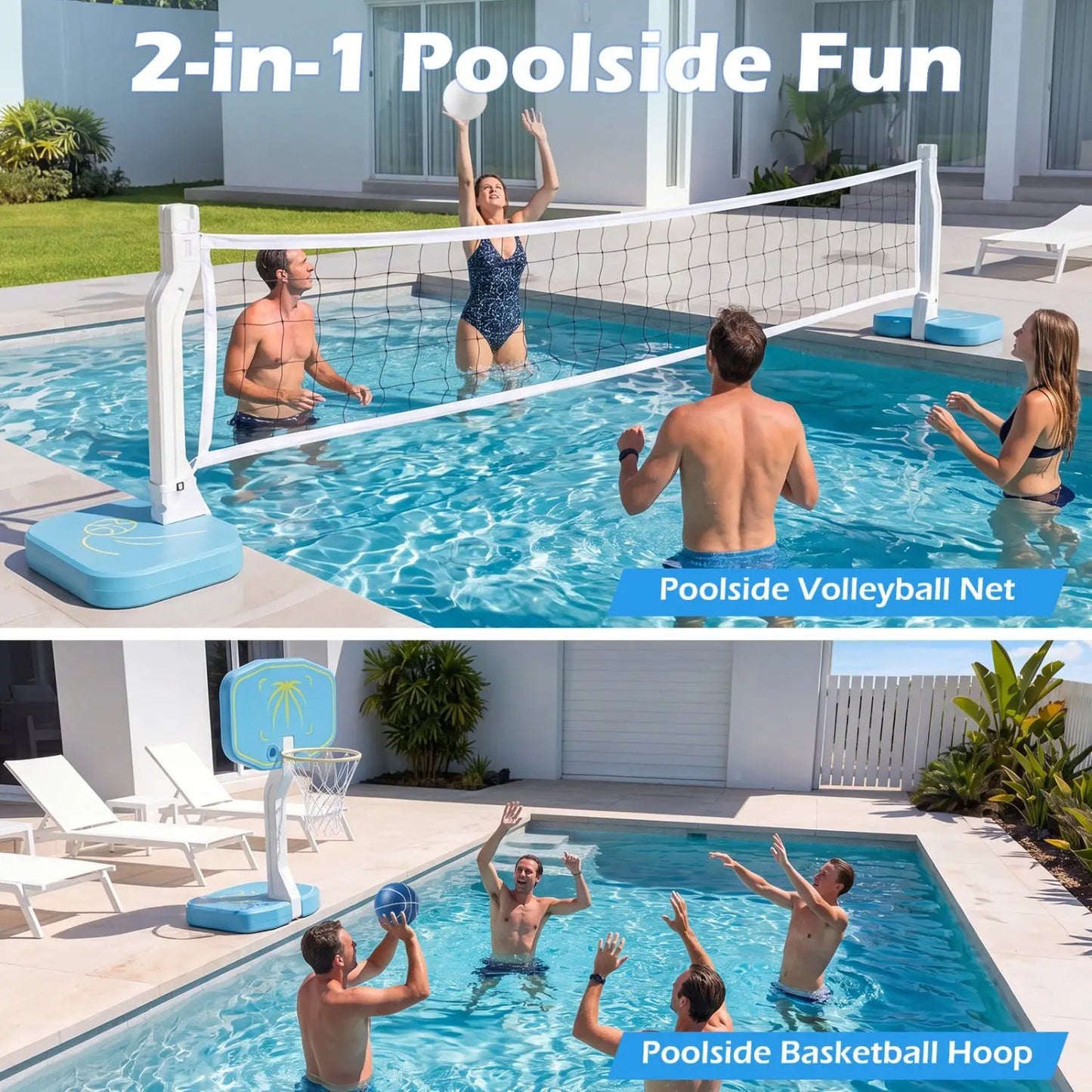 Pool Basketball Hoop and Volleyball Net 2 in 1