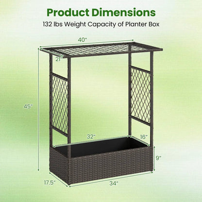 Raised Garden Bed with Hanging Roof and Trellises