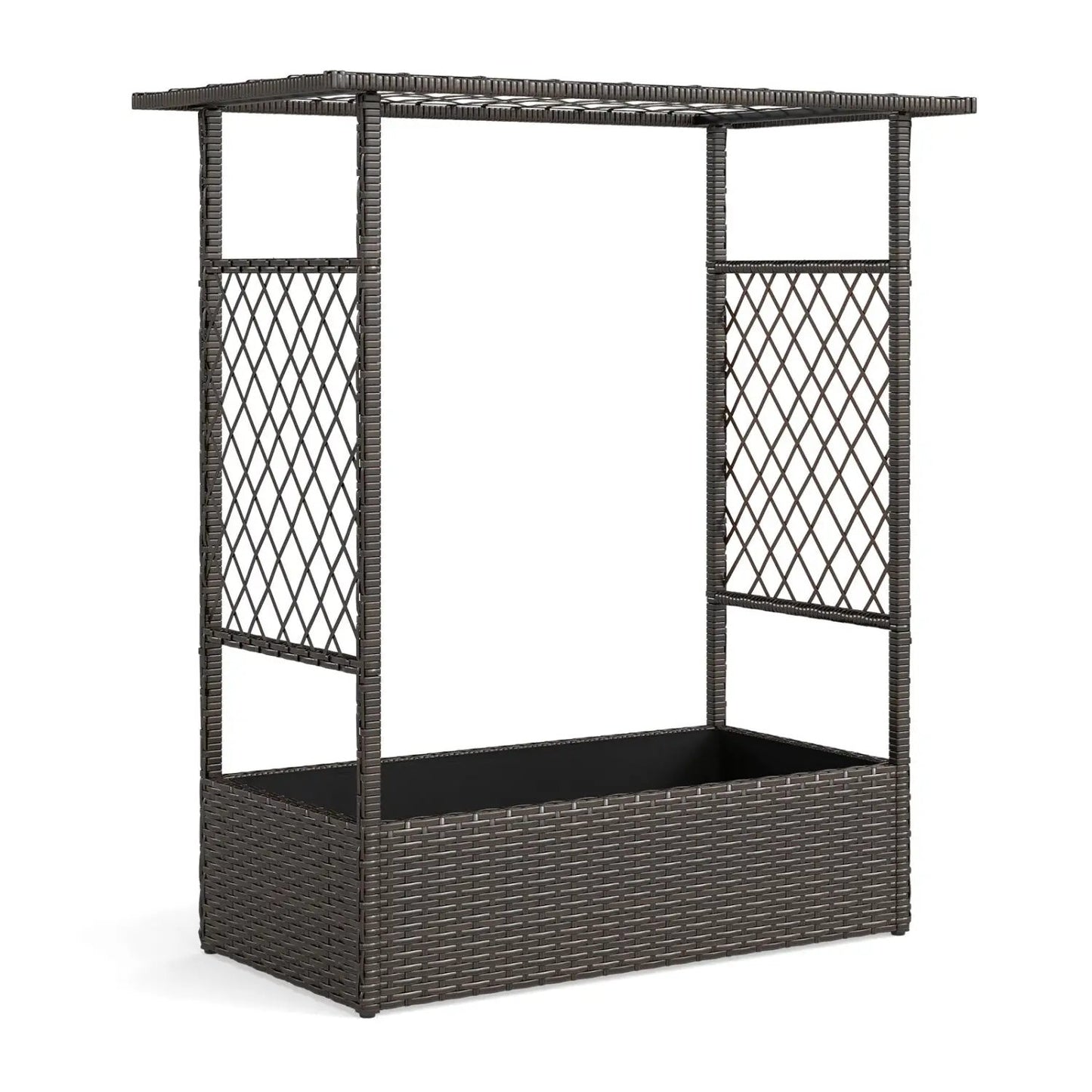 Raised Garden Bed with Hanging Roof and Trellises