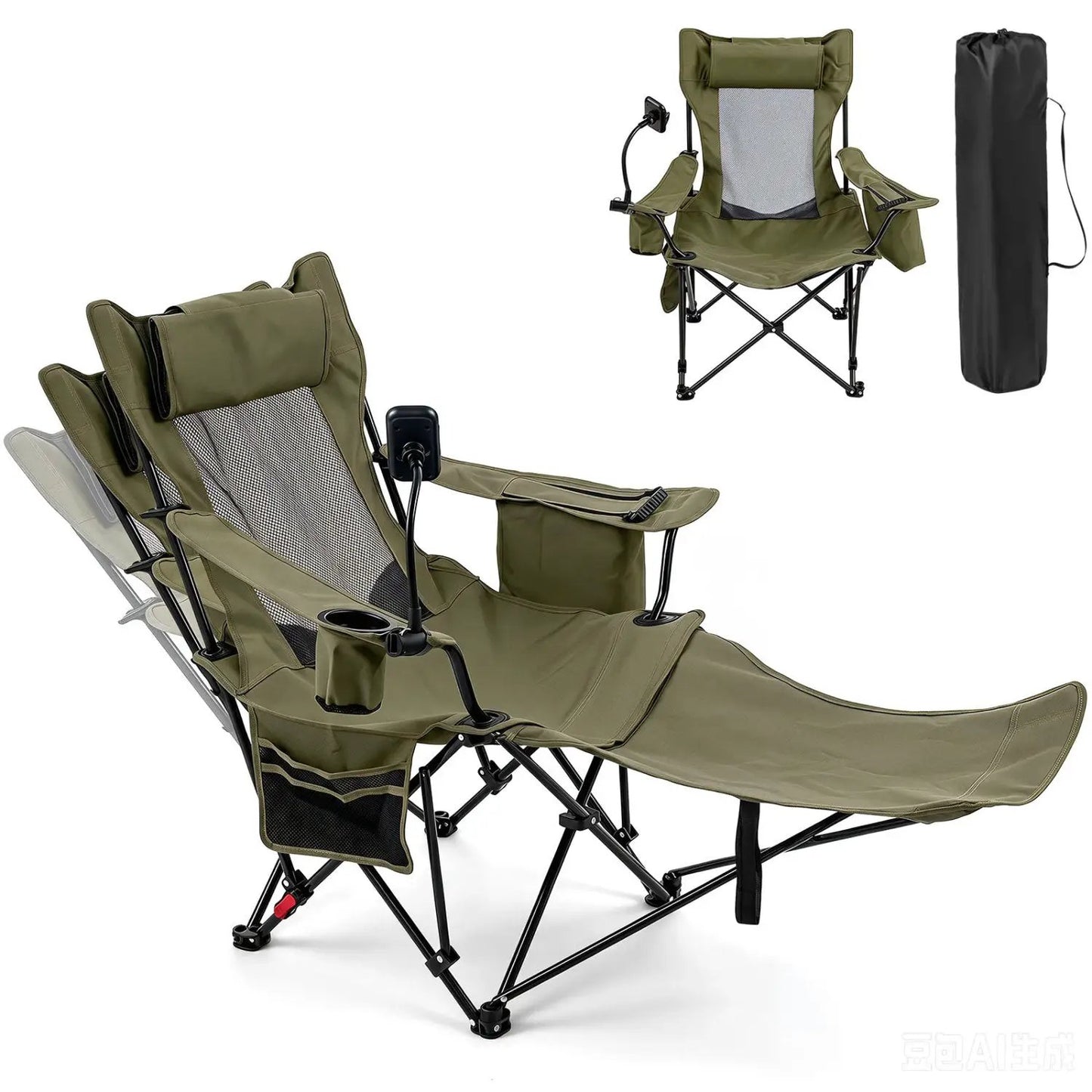 Reclining Camping Chair with Adjustable Backrest