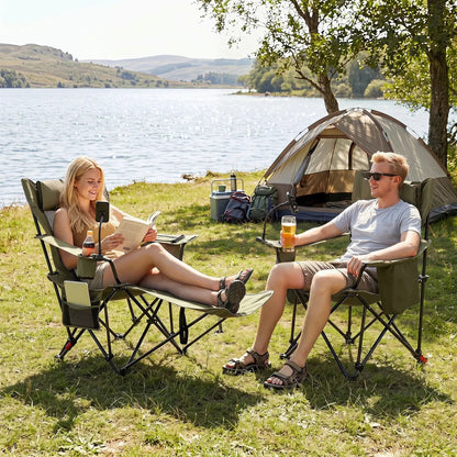 Reclining Camping Chair with Adjustable Backrest