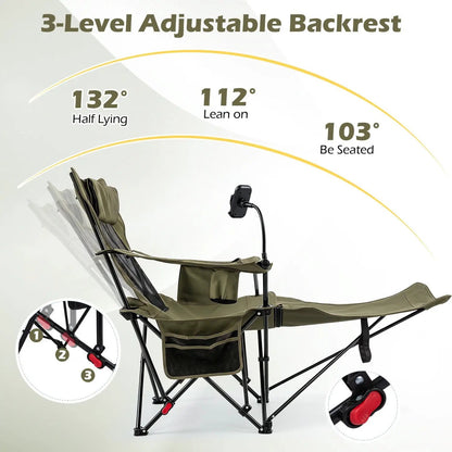 Reclining Camping Chair with Adjustable Backrest