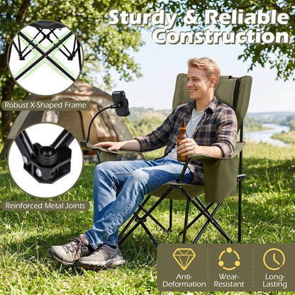 Reclining Camping Chair with Adjustable Backrest
