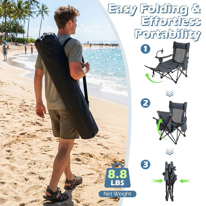 Reclining Camping Chair with Adjustable Backrest