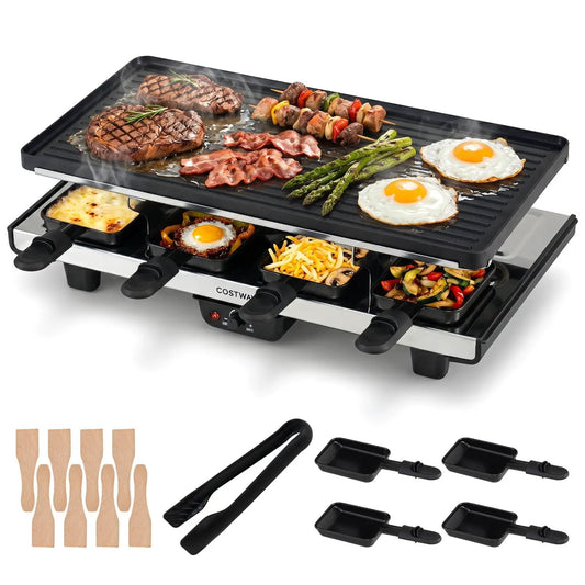Raclette Grill DirectDeals with reversible Nonstick Griddle for 8 and wooden spatulas on Tampa Home & Garden Store