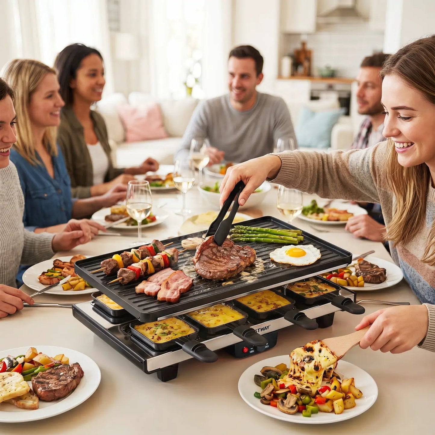 Raclette Grill With Reversible Nonstick Griddle 8