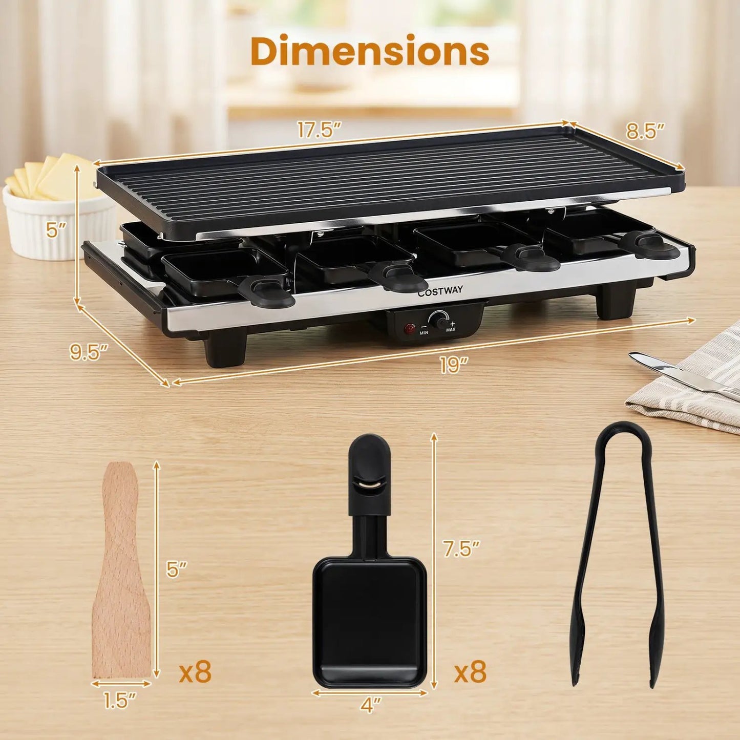 Raclette Grill With Reversible Nonstick Griddle 8