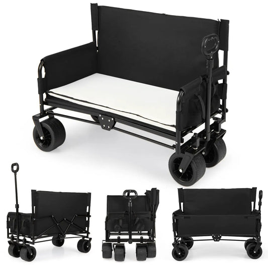 2 in 1 Wagon Bench Seat Collapsible Beach Cart