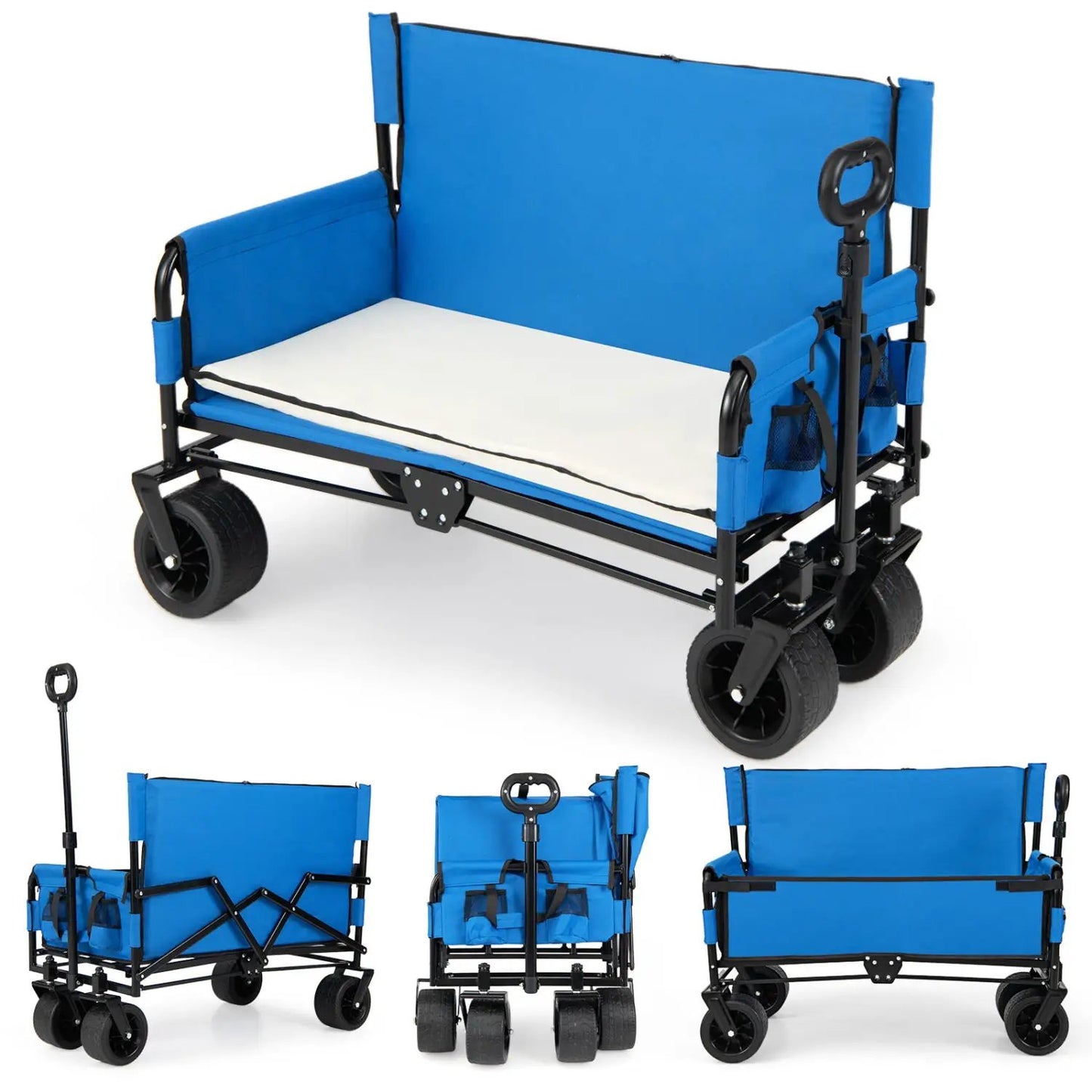 2-in-1 Collapsible Wagon Bench Seat with Handle