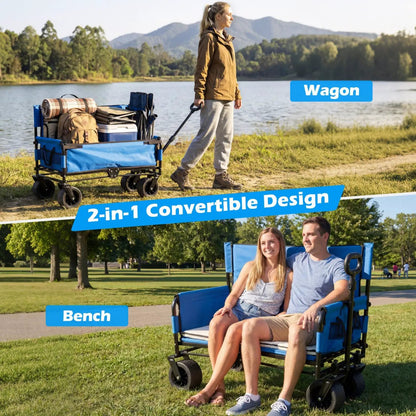 2-in-1 Collapsible Wagon Bench Seat with Handle