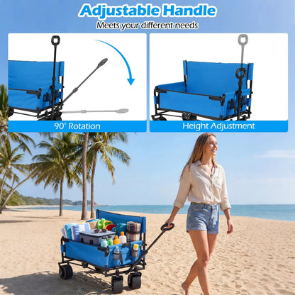 2-in-1 Collapsible Wagon Bench Seat with Handle