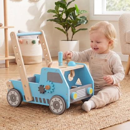 2-in-1 Wooden Baby Walker with Adjustable Speed