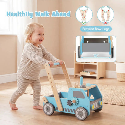 2-in-1 Wooden Baby Walker with Adjustable Speed