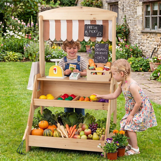 2-in-1 wooden mud kitchen and market stand with planter box DirectDeals play set for kids on Tampa Home & Garden Store