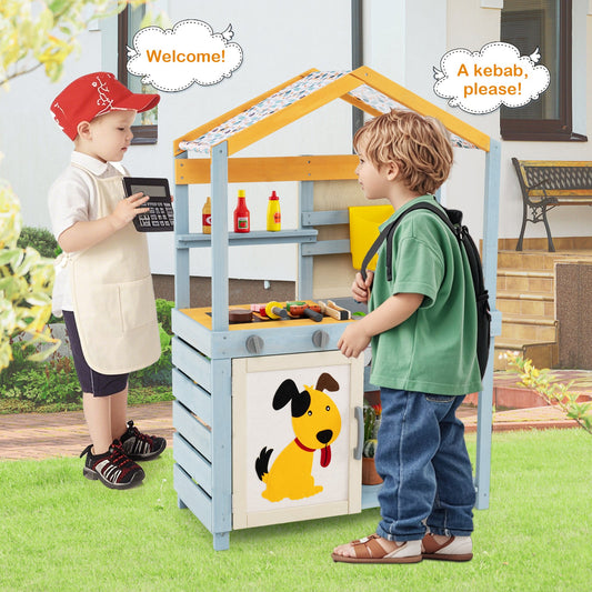 2 in 1 Wooden Mud Kitchen with Removable Water Box  and Storage Bag-Gray - Tampa Home & Garden Store