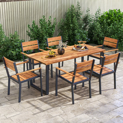 Acacia Wood Patio Chairs Set of 2 with Armrests