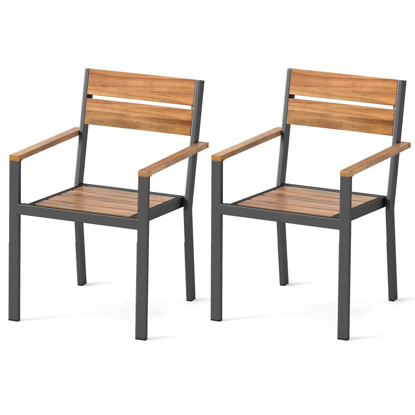 Acacia Wood Patio Chairs Set of 2 with Armrests
