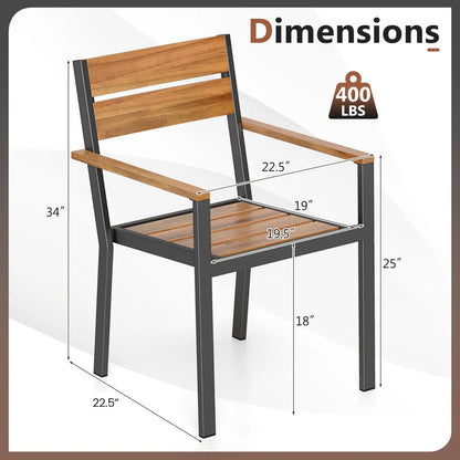Acacia Wood Patio Chairs Set of 2 with Armrests