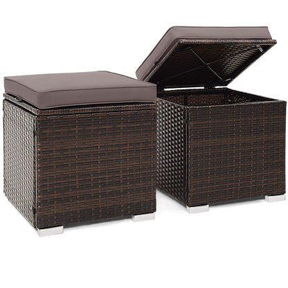 2 otomanas de patio con cojines removibles - Gris