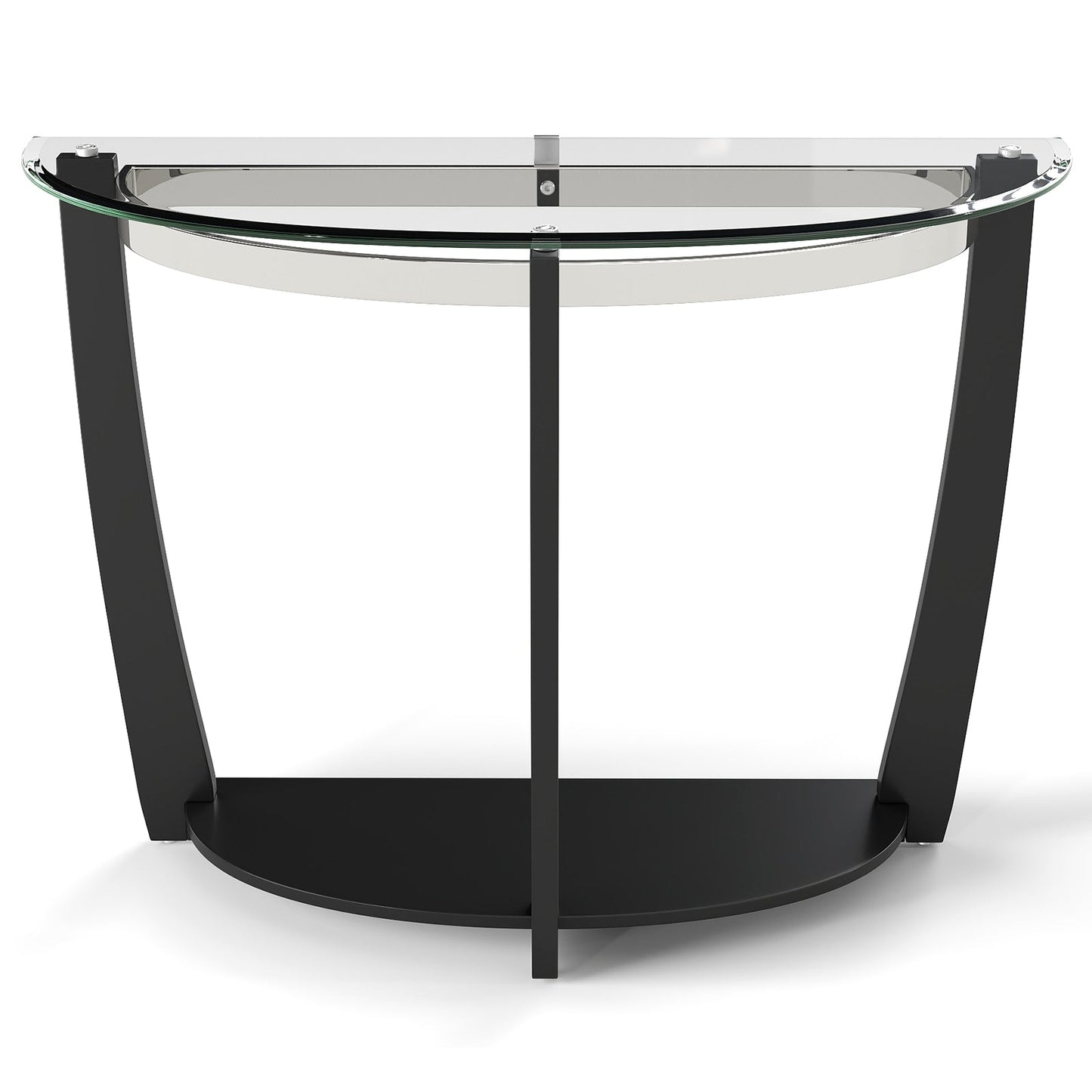 2-tier Tempered Glass Console Table with Clear Glass Top and Open Shelf