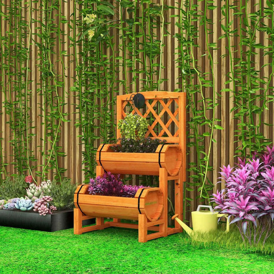2-Tier Raised Garden Bed with Trellis and Planter Boxes by DirectDeals, wooden on Tampa Home & Garden Store