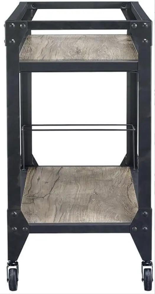 Jorgensen serving cart charcoal frame with rustic oak shelves by Unique Piece Furniture on Tampa Home & Garden Store