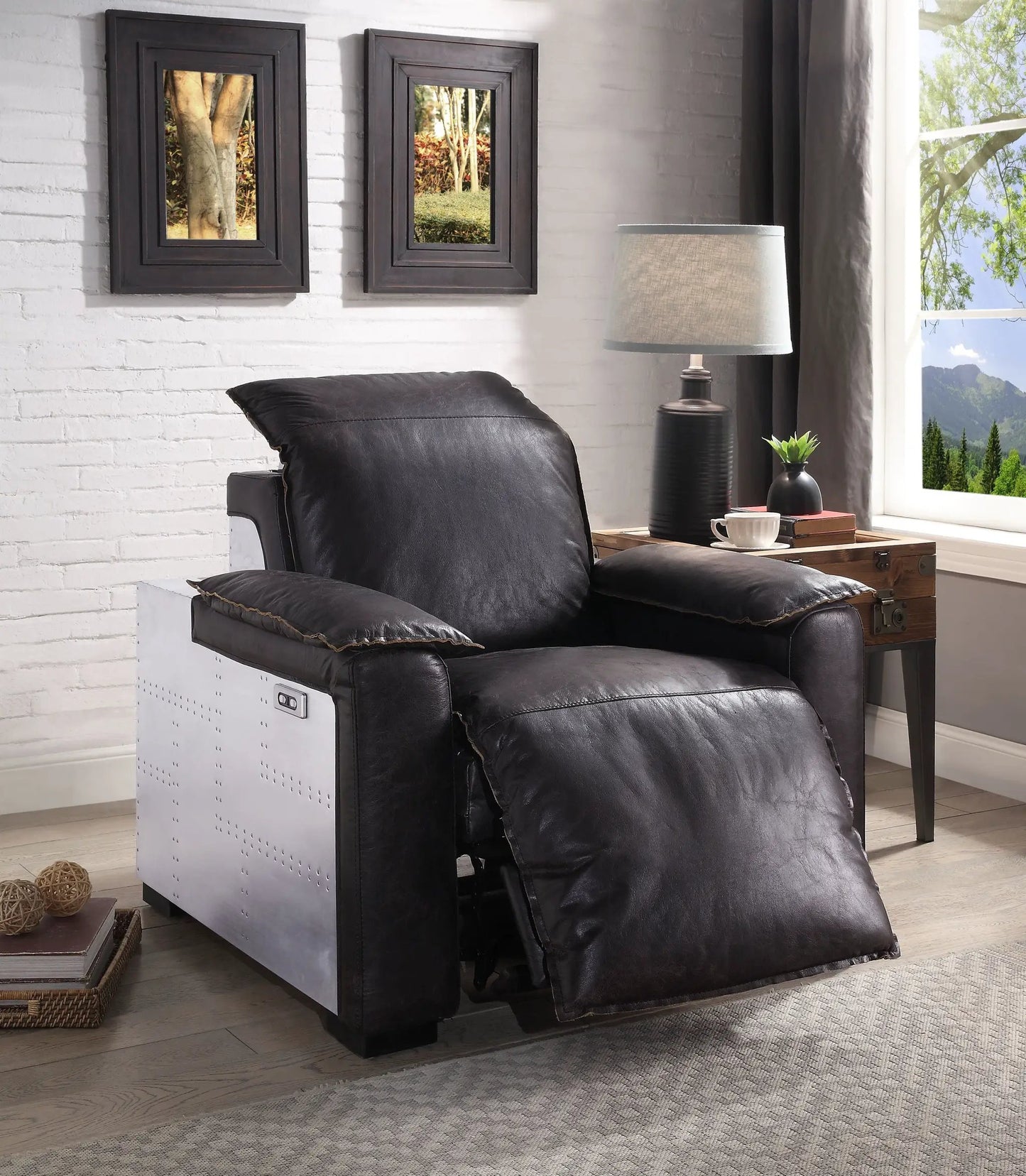 Misezon top grain leather power motion recliner dark brown by Unique Piece Furniture on Tampa Home & Garden Store