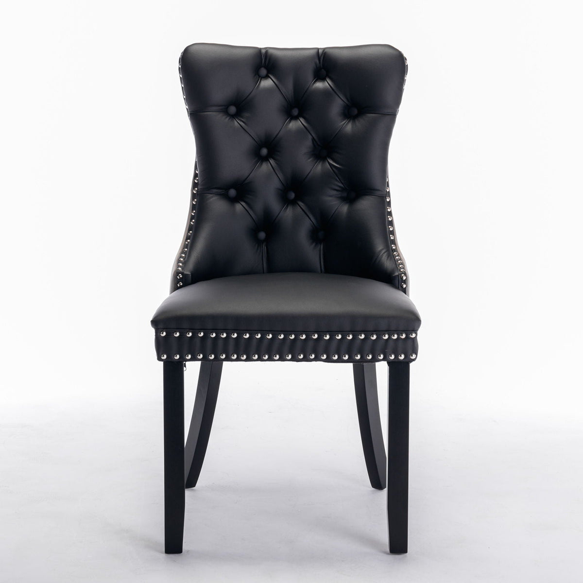 Nikki Modern Upholstered Dining Chair Set of 2 with black tufted back and nailhead trim on Tampa Home & Garden Store