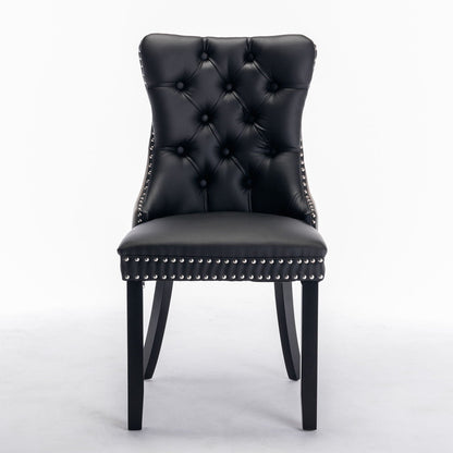 Nikki Modern Upholstered Dining Chair Set of 2 with black tufted back and nailhead trim on Tampa Home & Garden Store